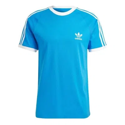 Adidas Originals 3 Stripes T-shirt In White/blue | ModeSens