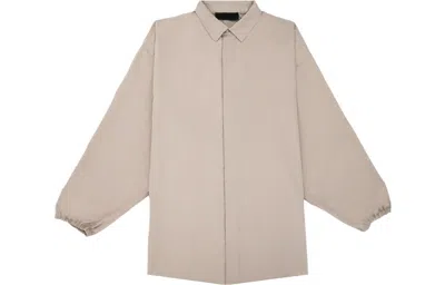 Essentials Fear Of God  Fw23 Button Down Shirt 'silver Cloud' In Gray