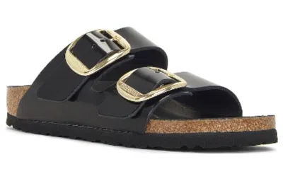 Birkenstock Arizona Droplet Buckle Shiny Leather Sandals In Multi