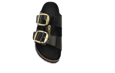 Birkenstock Arizona Droplet Buckle Shiny Leather Sandals In Multi