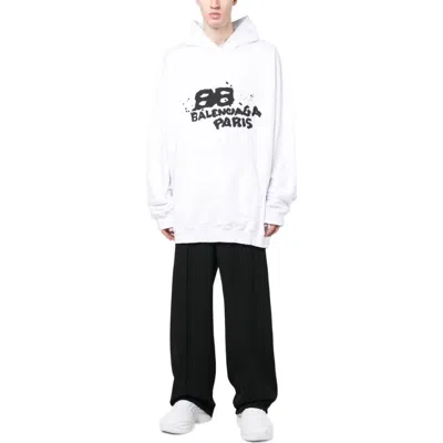 Balenciaga Hand-drawn Bb Icon Hoodie Large Fit 'white'