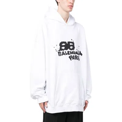 Balenciaga Hand-drawn Bb Icon Hoodie Large Fit 'white'