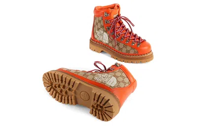 Gucci (wmns)  X The North Face Canvas Leather Boots 'orange' In Multi