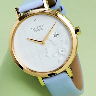 Casio Sheen Minimalistic Analog Watch 'crystal Light Blue White'
