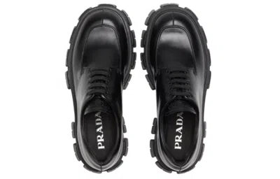 Prada Monolith Sharp Leather Lug-sole Lace-up Shoes In Black