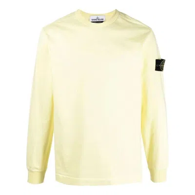 Stone Island Relaxed Fit Long-sleeve Crewneck Sweatshirt With Distinctive Patch Logo In Yellow