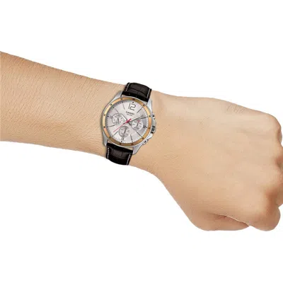 Casio Enticer Series Retro Leather Strap Water Proof Men's Waterproof Mens Brown Analog In Black