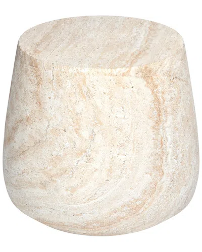 Empire Art Direct Golden Glow Travertine Finish Italian Design Side Table In Neutral