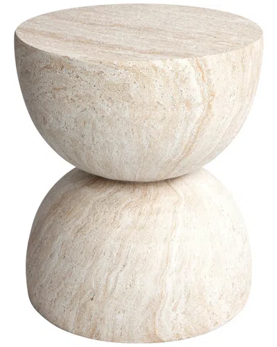 Empire Art Direct Enchanted Duality Travertine Finish Italian Design Side  Table In Neutral