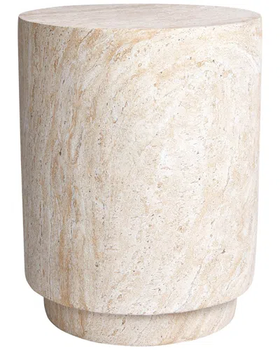 Empire Art Direct Aurora Column Travertine Finish Italian Design Side Table In Neutral