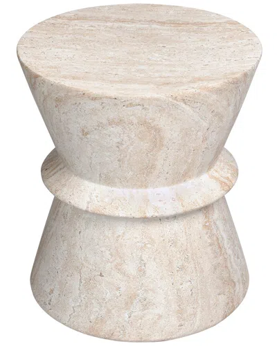Empire Art Direct Ethereal Fusion Travertine Finish Italian Design Side Table In Neutral