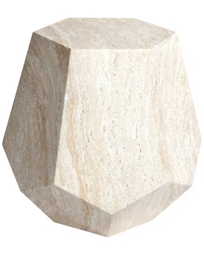 Empire Art Direct Celestial Harmony Travertine Finish Italian Design Side  Table In Neutral