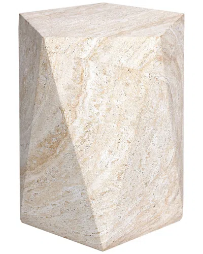 Empire Art Direct Luminous Harmony Travertine Finish Italian Design Side Table In Neutral