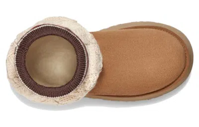 Ugg Classic Sweater Letter Ta Knitted Suede High-leg Boots In Brown