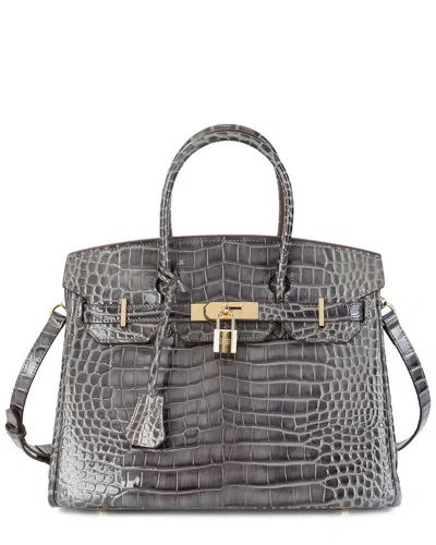 Tiffany & Fred Paris Large Croc-embossed Leather Satchel