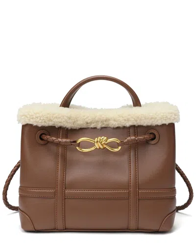 Tiffany & Fred Paris Smooth Leather & Shearling Top-handle Tote