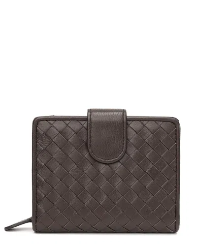Tiffany & Fred Paris Woven Leather Wallet In Brown