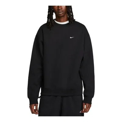 Nike Solo Swoosh Oversized Logo-embroidered Cotton-blend Jersey Sweatshirt In Black