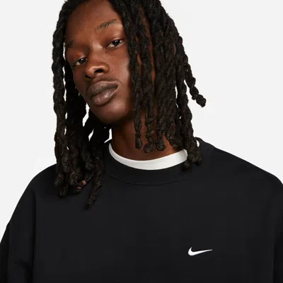 Nike Solo Swoosh Oversized Logo-embroidered Cotton-blend Jersey Sweatshirt In Black