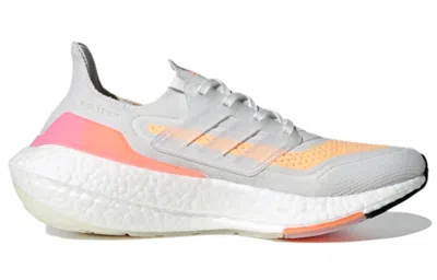 Adidas Originals (wmns) Adidas Ultraboost 21 'white Acid Orange' In Gray