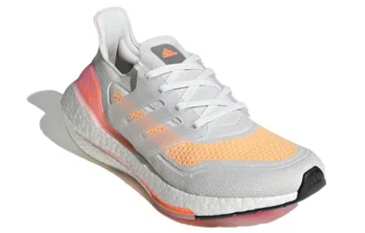 Adidas Originals (wmns) Adidas Ultraboost 21 'white Acid Orange' In Gray