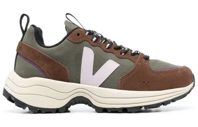 Veja Brown Suede And Textile Sneakers With Sole In Multi