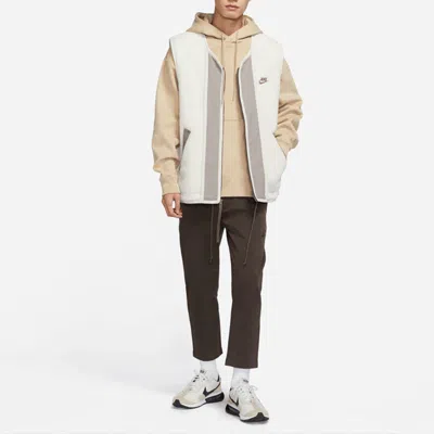 Nike Men's  Sportswear Sport Essentials+ Embroidered Logo Fleece Zipper Mineral Gray Vest In White