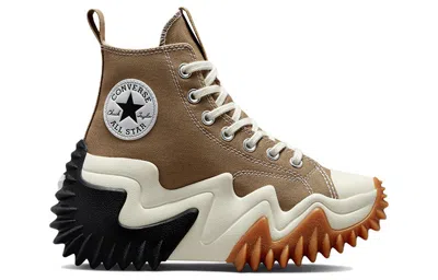 Converse Run Star Motion Hi Canvas Platform Sneakers In Beige-neutral