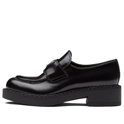 Prada Brushed Leather Loafers In Black