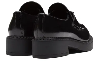 Prada Brushed Leather Loafers In Black
