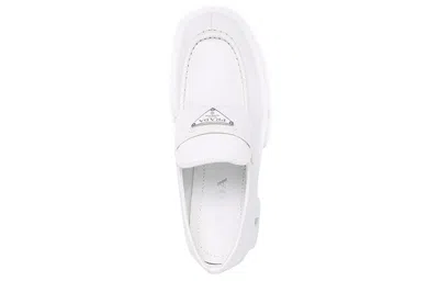 Prada Moonlith Brushed Leather Loafers In White