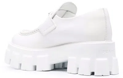 Prada Moonlith Brushed Leather Loafers In White