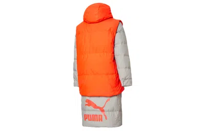 Puma Layer Down Jacket 'grey Orange' In Gray