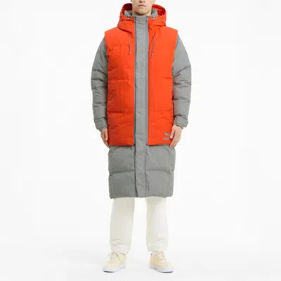 Puma Layer Down Jacket 'grey Orange' In Gray