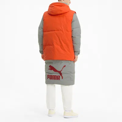 Puma Layer Down Jacket 'grey Orange' In Gray