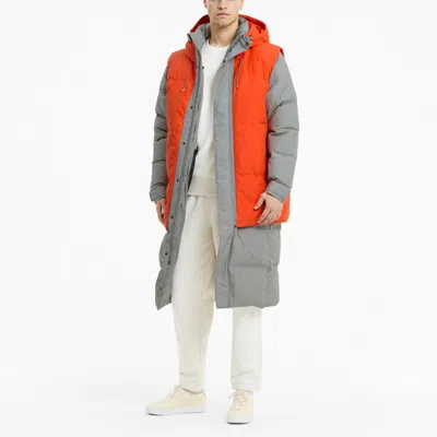 Puma Layer Down Jacket 'grey Orange' In Gray