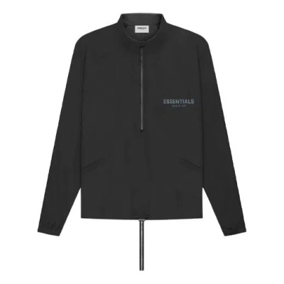 Essentials Fear Of God  Ss21 Half Zip Track Jacket Stretch Limo In Black