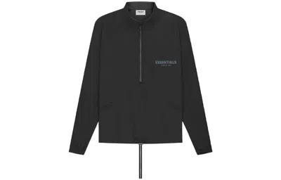 Essentials Fear Of God  Ss21 Half Zip Track Jacket Stretch Limo In Black