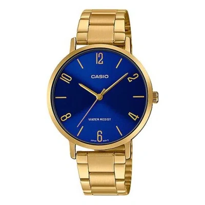 Casio Quartz Waterproof Blue Watch Dial Blue Analog In Gold