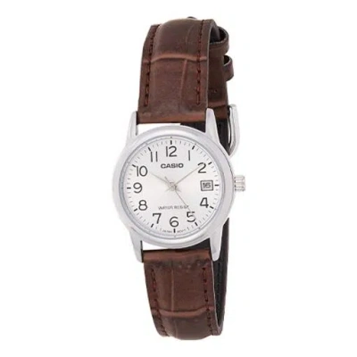Casio Quartz Waterproof White Analog In Brown