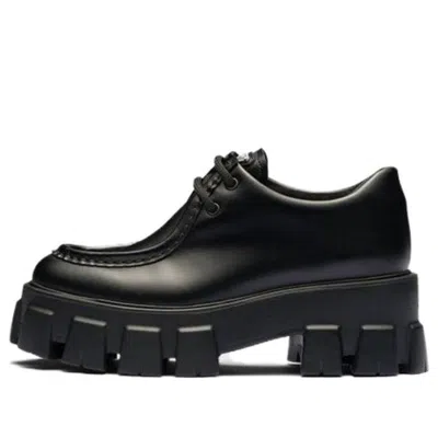 Prada (wmns)  Monolith Pattern Calf Pointy Derby Shoes 'black'