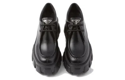 Prada (wmns)  Monolith Pattern Calf Pointy Derby Shoes 'black'
