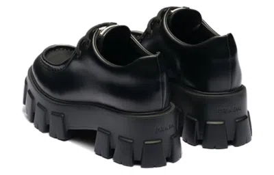 Prada (wmns)  Monolith Pattern Calf Pointy Derby Shoes 'black'