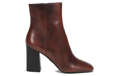 Prada (wmns)  Leather Square Toe Ankle Pumps 'brown' In Multi