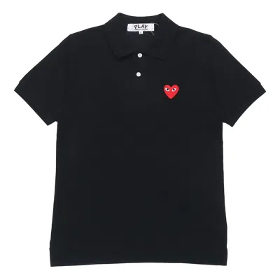 Comme Des Garçons Play Heart Polo Knit Short Sleeves In Black