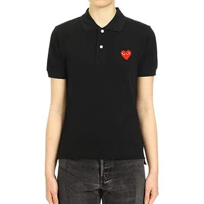 Comme Des Garçons Play Heart Polo Knit Short Sleeves In Black