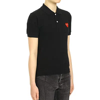 Comme Des Garçons Play Heart Polo Knit Short Sleeves In Black