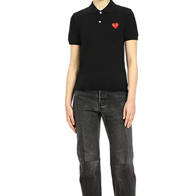 Comme Des Garçons Play Heart Polo Knit Short Sleeves In Black