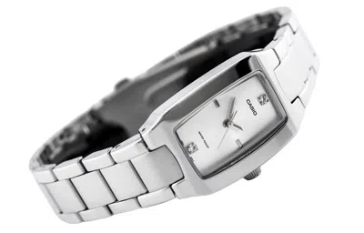 Casio Metal Handsquartz Whitedial Plate Waterproof Silver Analog In Metallic