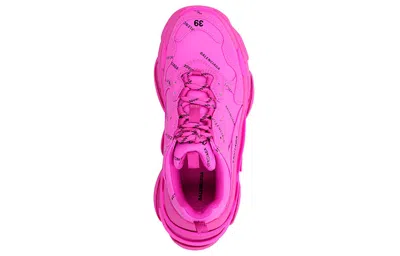 Balenciaga (wmns)  Triple S Sneaker 'all Over Logo - Fuchsia' In Pink